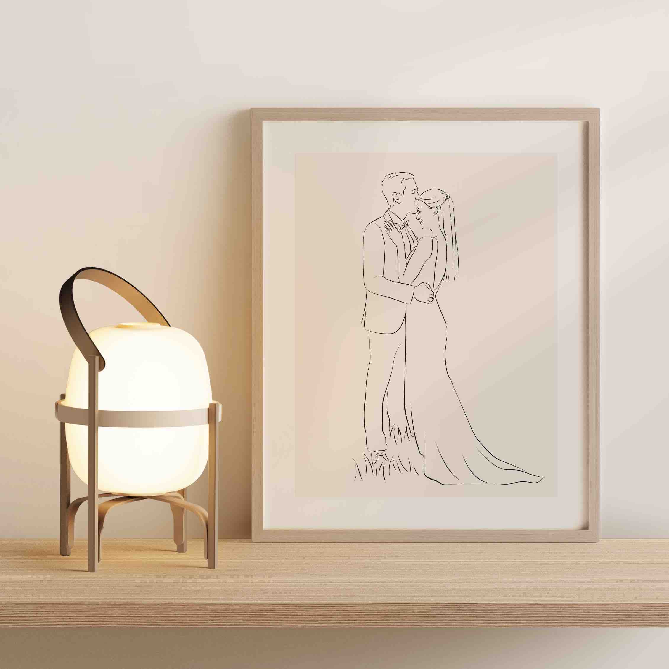 En Miroar Line Art-bild som gåva till pappersbröllopet