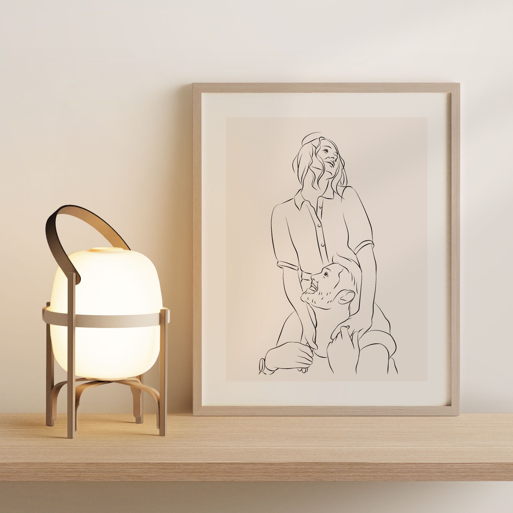 Line Art-illustration av ett ungt förälskat par