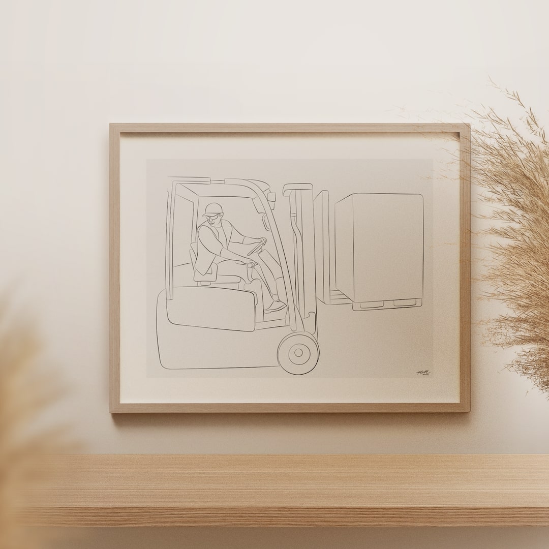 Line Art-teckning av en truckförare