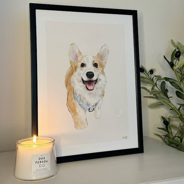 Färgglatt porträtt av en corgi